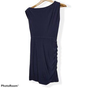 Halston Heritage, Rare Grey Asymmetrical Draped Cocktail Dress, Size 0